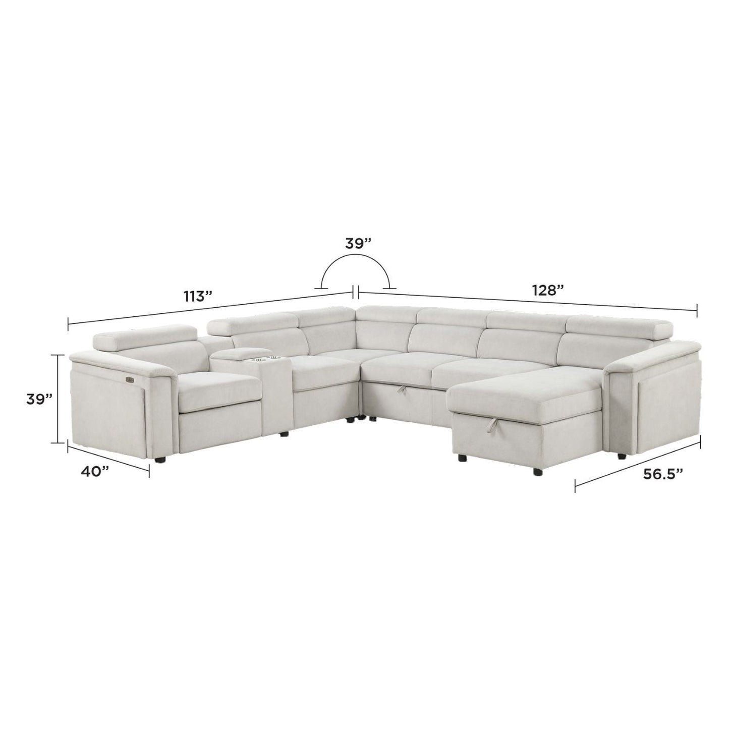Harvey - Power Recliner Sectional Sleeper - Beige