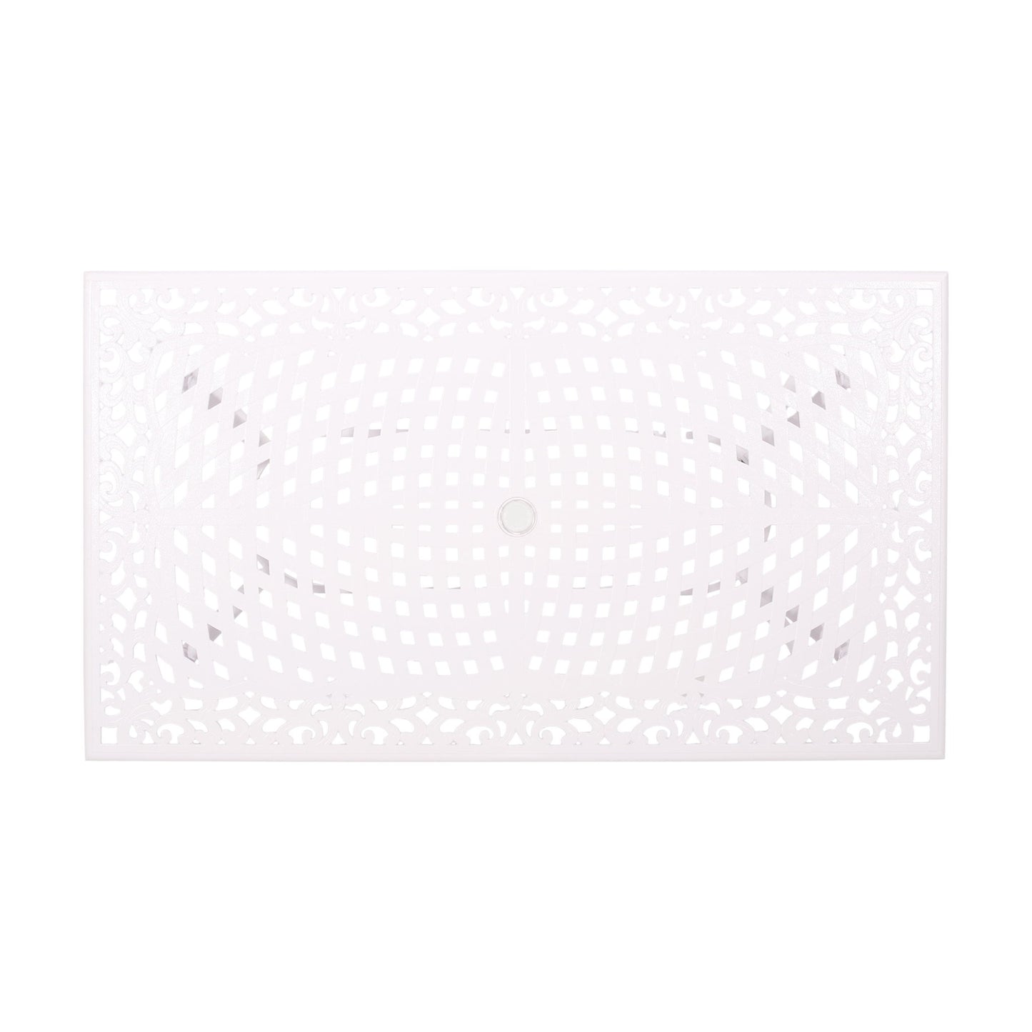 Celestine - Outdoor Cast Aluminum Dining Table With Floral Lattice Design And Umbrella Holder