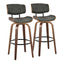Lombardi - Mid-Century Modern Fixed Height Barstool With Swivel With Round Footrest (Set of 2)