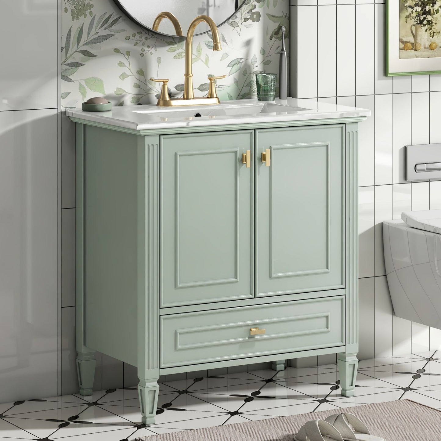 Freestanding Vanity With 1 Drawer & 2 Soft Close Doors With Door Mounted Storage