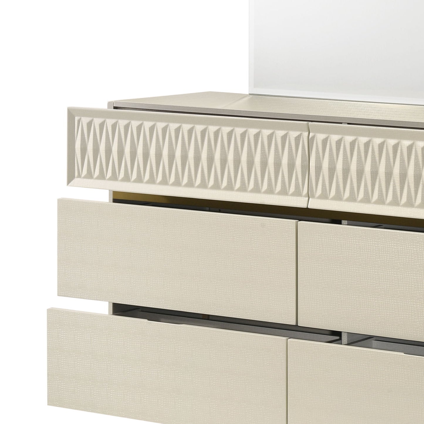 Stanley - 6 Drawer Dresser With Crocodile Texture (Mirror Not Included) - Gray