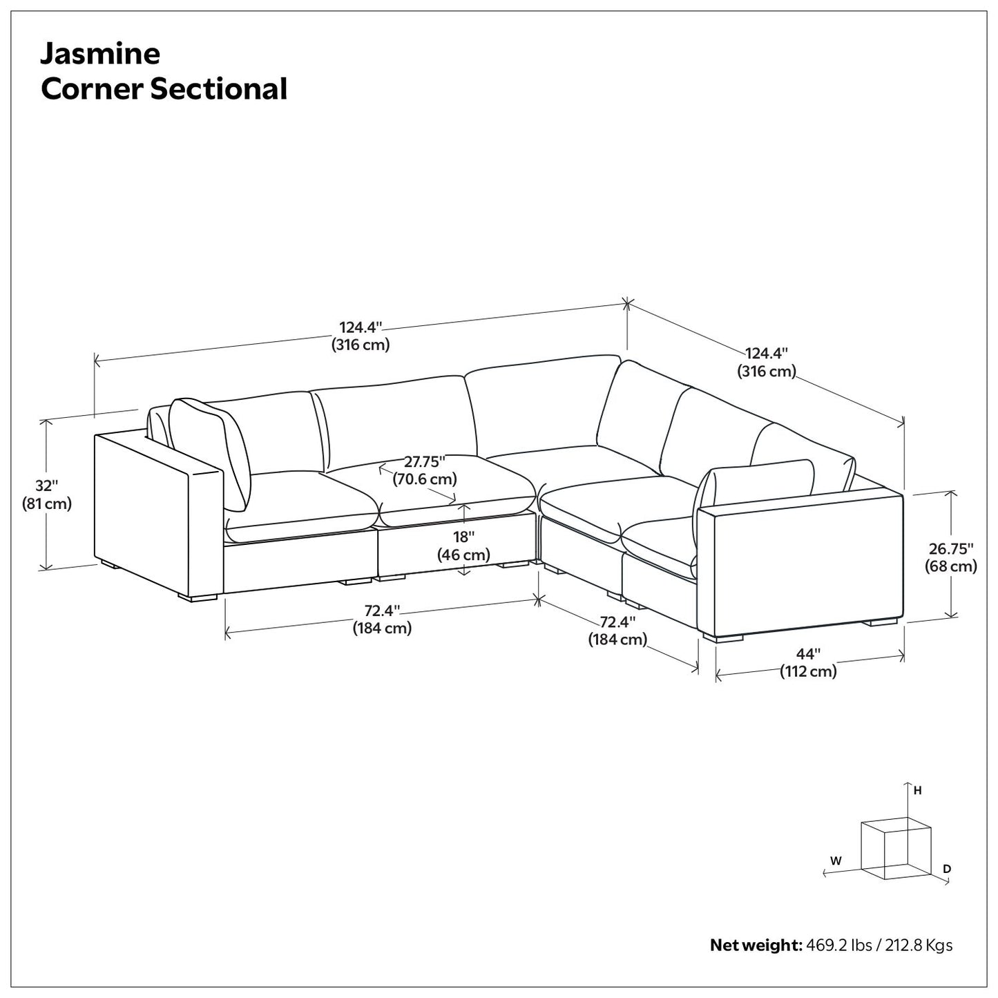 Jasmine - Handcrafted Sectional Sofa