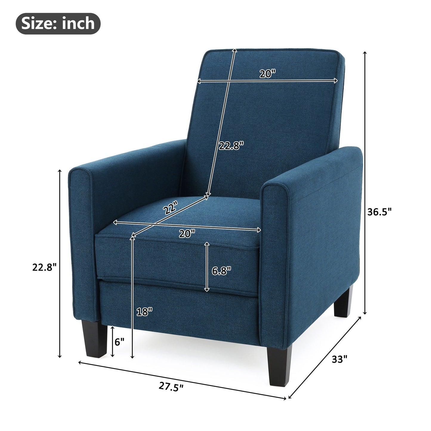 Upholstered Push Back Recliner Chair For Living Room