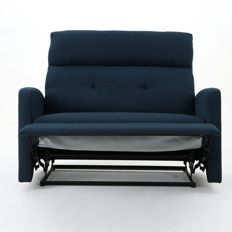 Alma - Contemporary Upholstered Loveseat Recliner - Navy Blue