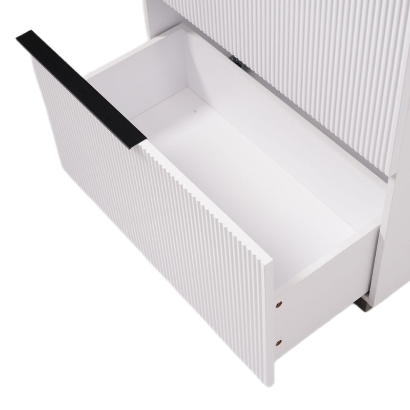 Fluted Bathroom Vanity With Ceramic Sink, Soft Close Slides