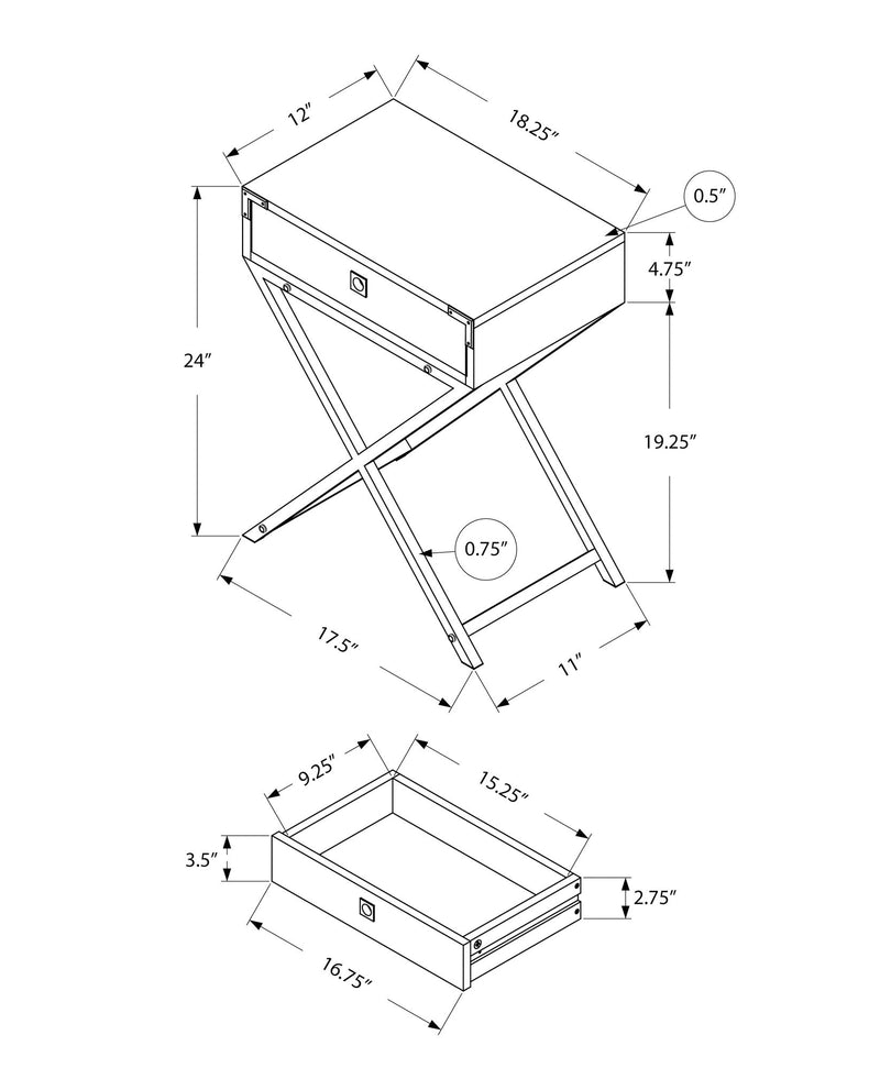 Accent Side Table, Storage Drawer - Taupe