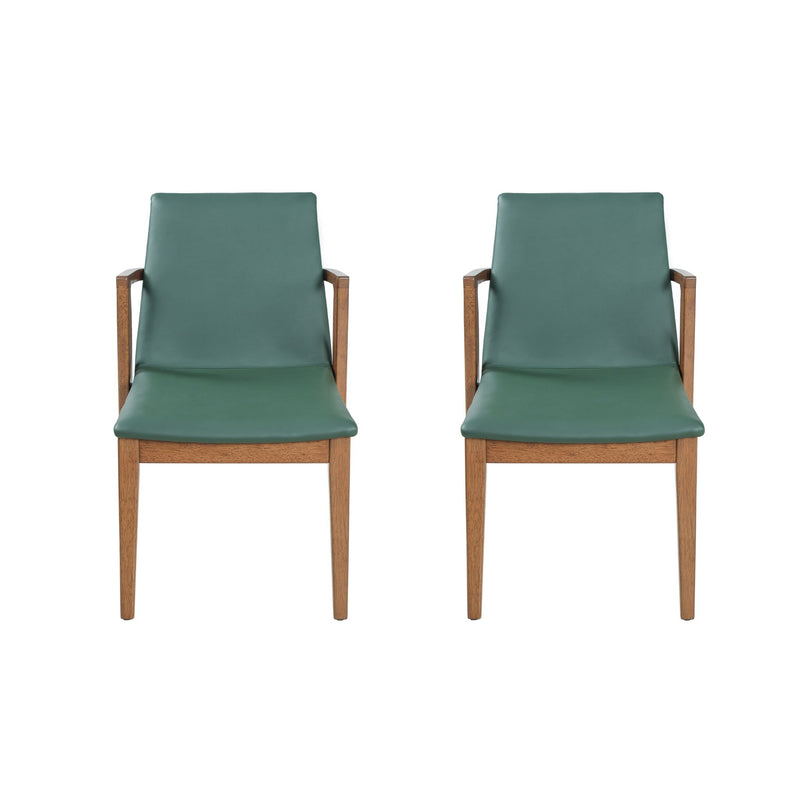 Sillas de comedor (juego de 2) - Verde / Nogal