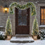 Artificial Christmas 3 Piece Set Wreath And 2 Entrance Trees With LED Lights - White / Green