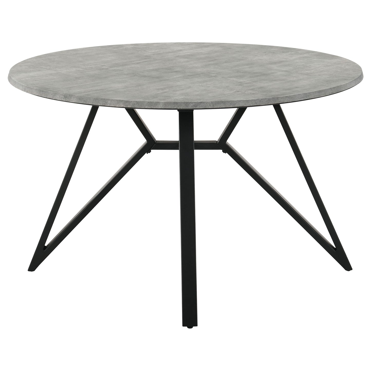 Vellux - 5 Piece Round Dining Table Set With Concrete Top Upholstered Chairs - Gunmetal