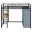 Loft Bed With Desk, Shelves, Power Outlet, LED Light And Wardrobe