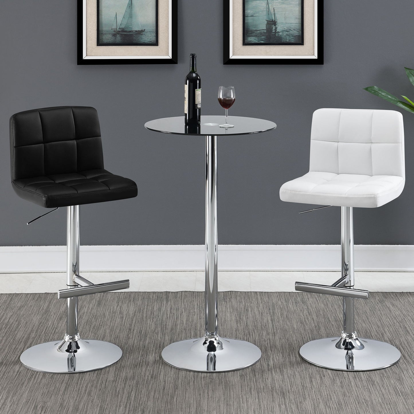 Lenny - Upholstered Adjustable Bar Stool (Set of 2) - White