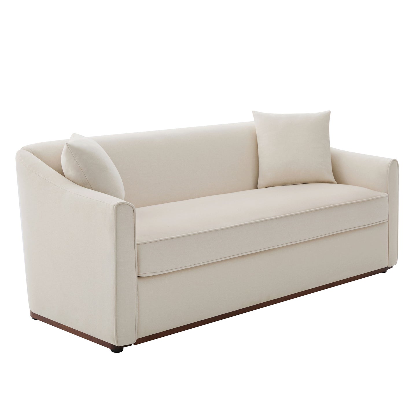 3 Seater Sofa With Wrap Around Armrests And Throw Pillows