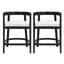 Modern Rubberwood Counter Stool Set With Upholstered Seats