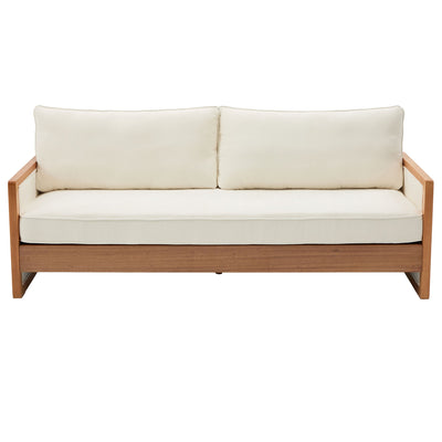 Modern 3 Seater Sofa With Wood Armrests