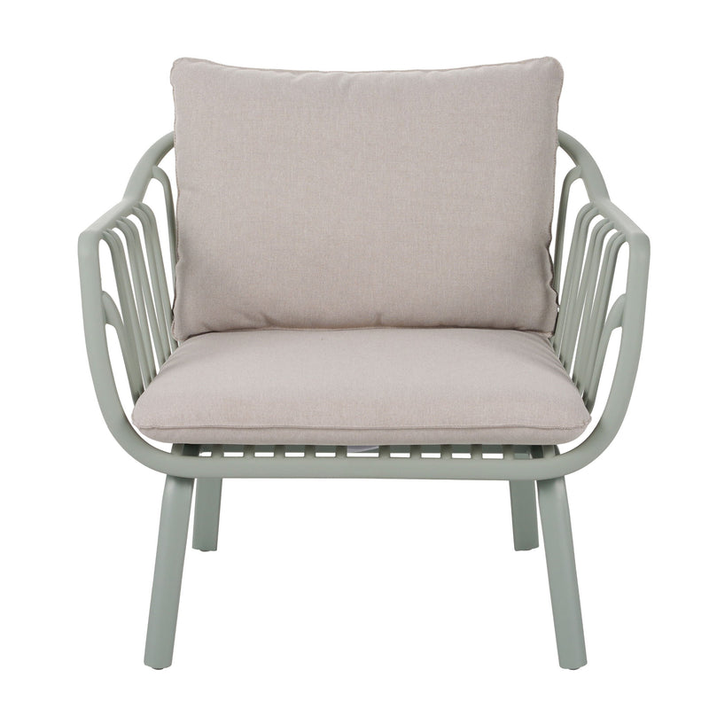 Huron - Outdoor Patio Club Chair (Set of 2) - Beige / Light Green