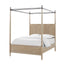 Queen Canopy Bedroom Set With A 2 Drawer Nightstand A Dresser With Poster Mirror And A Door Chest - Sand