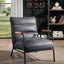 Nignu - Top Grain Leather Matt Iron Accent Chair - Gray