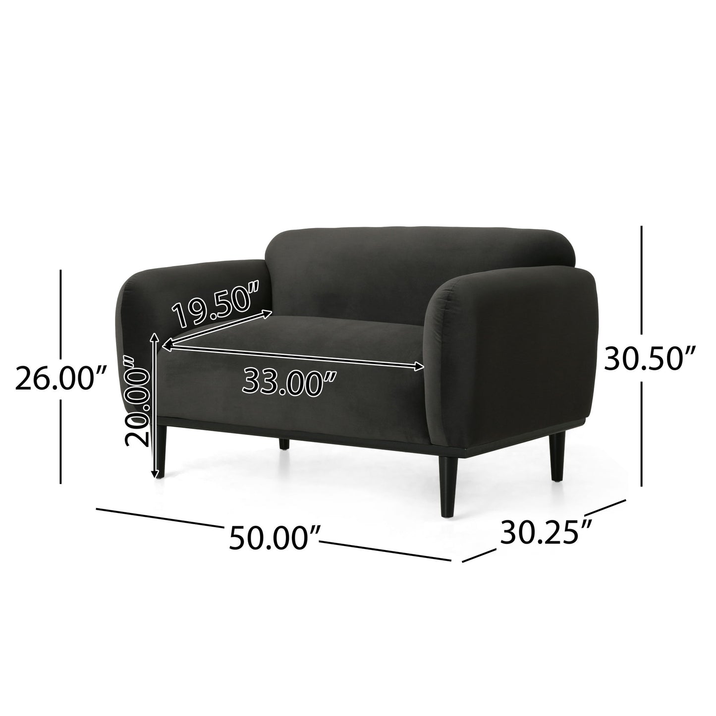 Sway - Upholstered Loveseat With Wood Legs And Round Arms