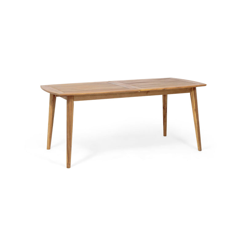 Placidity - Outdoor Expandable Dining Table With Slatted Tabletop And Tapered Legs