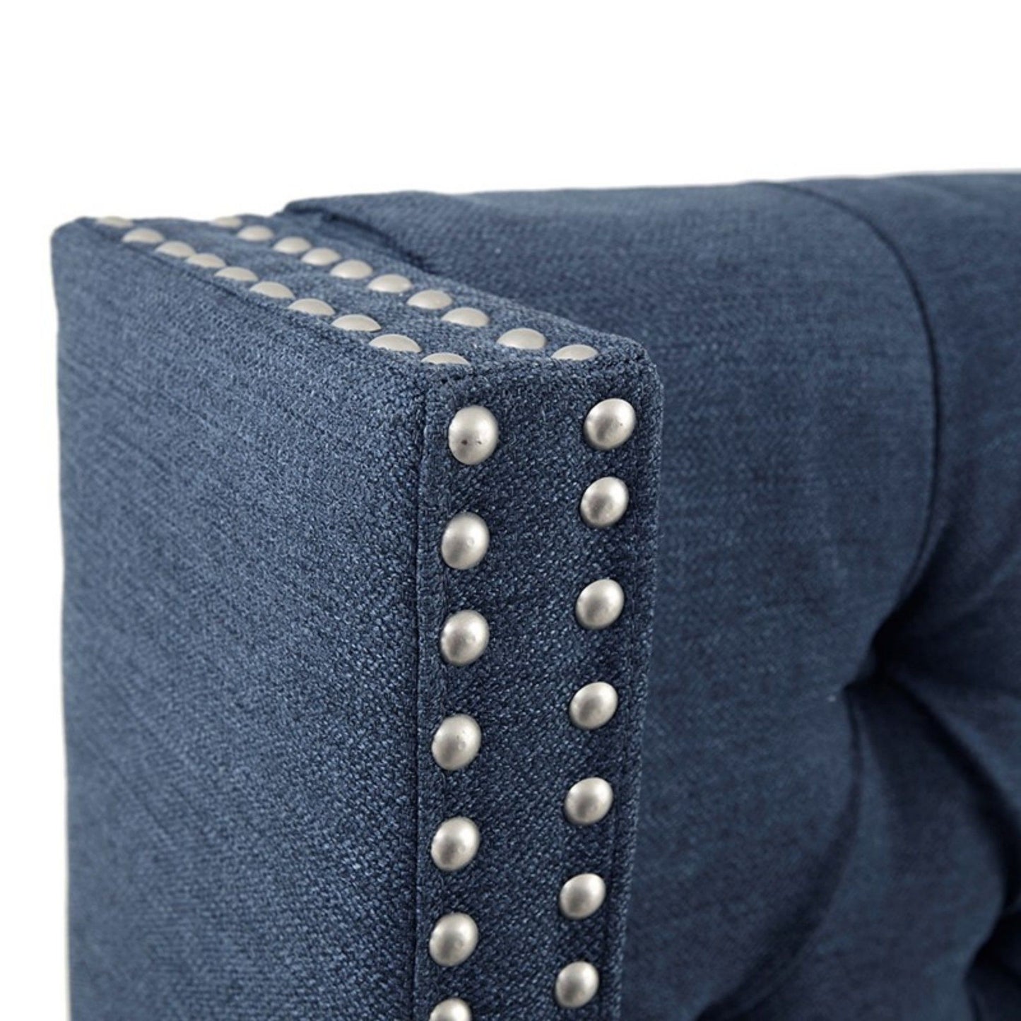 Transitional Upholstery Headboard With Tufted Buttons And Nailhead Trim