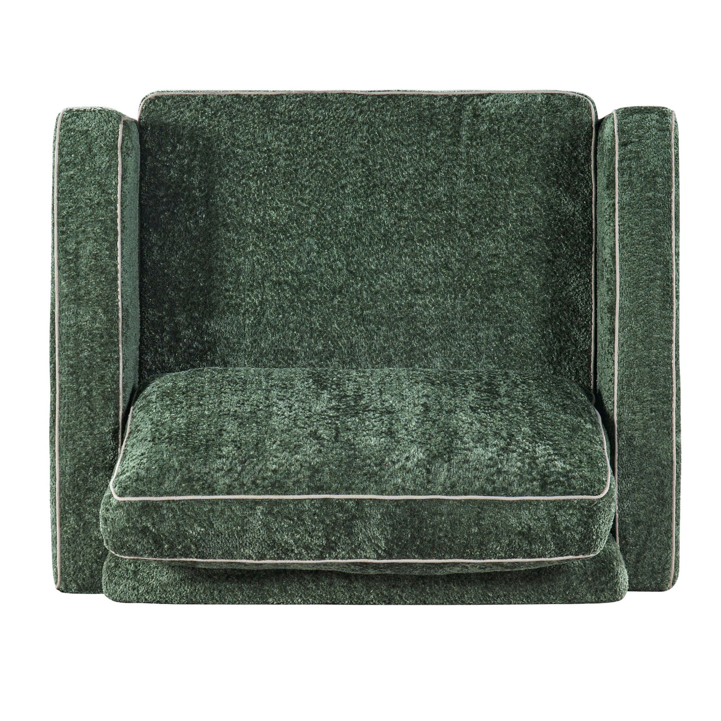 Accent Chair Upholstered Single Sofa With Square Arms, Sewn Pillow Back For Living Room