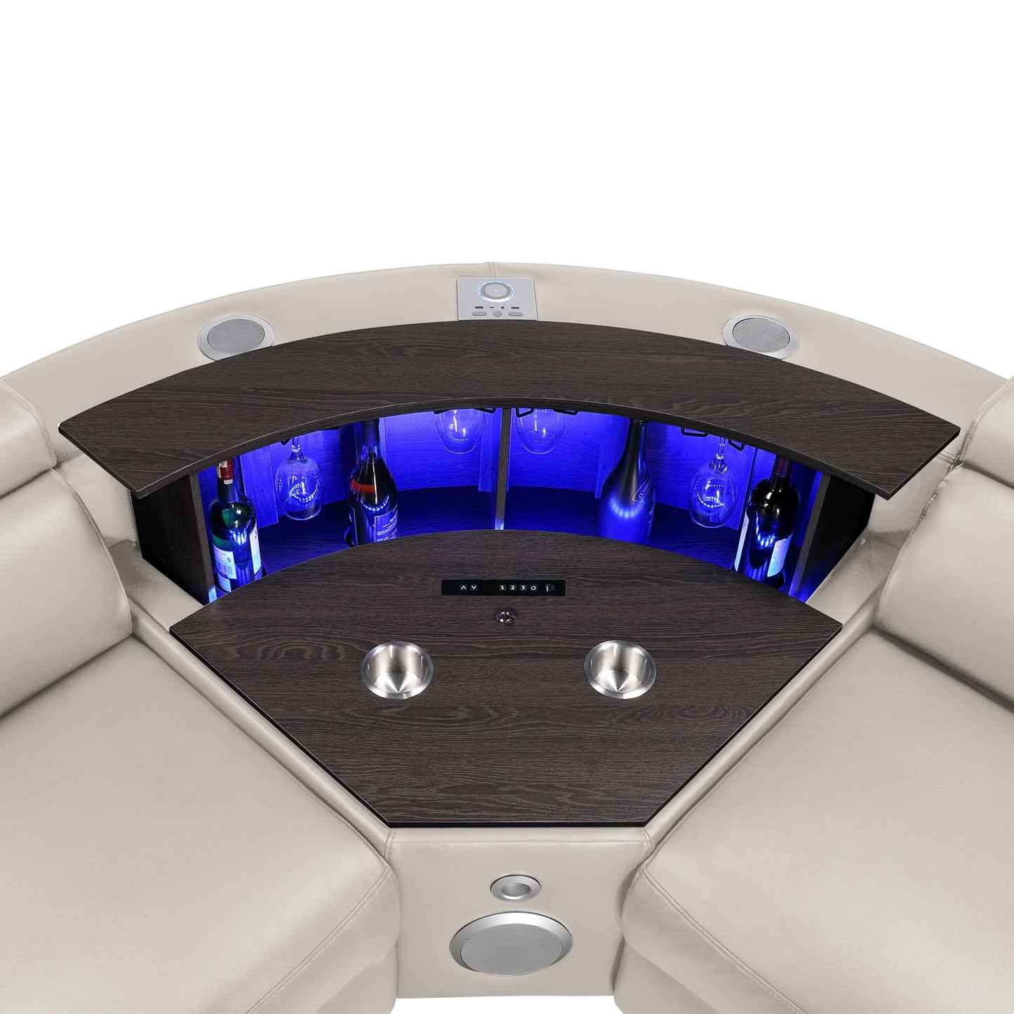 Nova - Sectional With Bluetooth Speaker, LED And Lifting Wine Cabinet