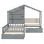 House Bed With Upholstered Sofa, Wireless Charging Station, Shelves And 2 Drawers