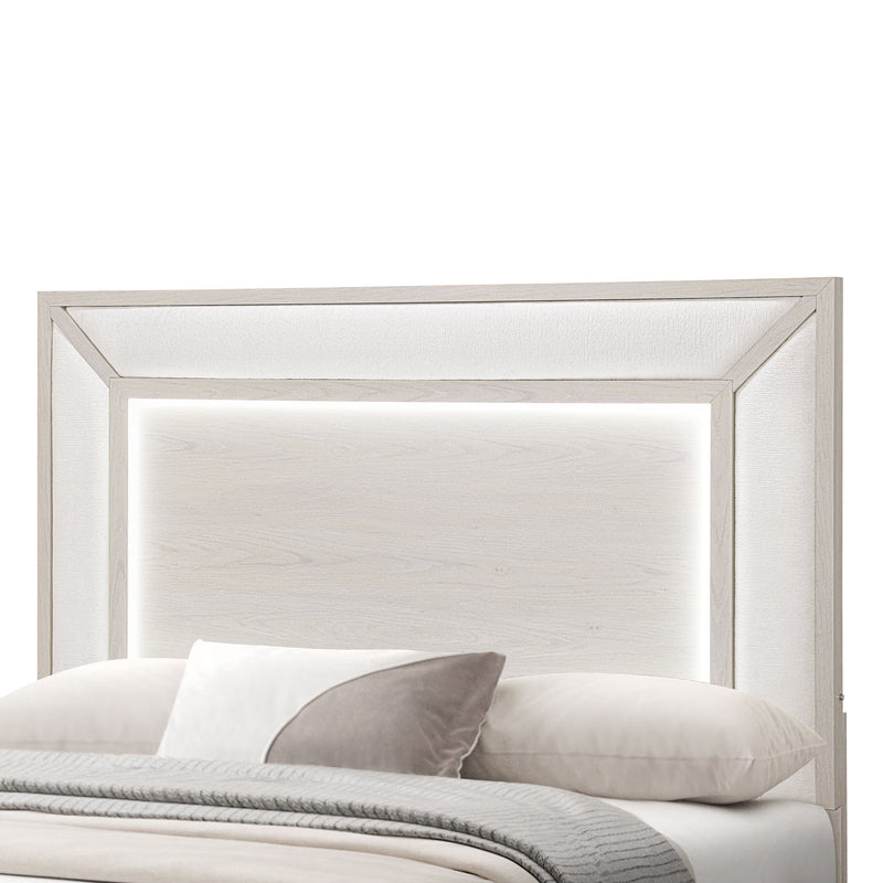 Ciara - King Bed With LED Panel Headboard, Low Profile Design - Beige