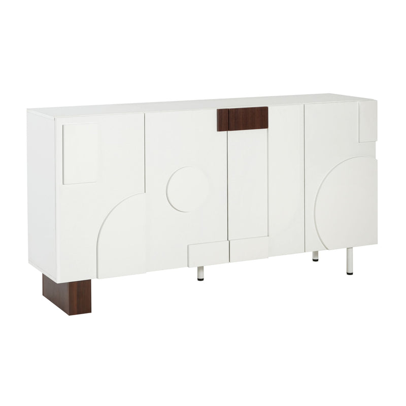 Sideboard Buffet Cabinet Wide Storage Unit With 4 Doors & Adjustable Shelves - White