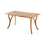 Outdoor Rectangular Table With Curved Legs And Perpendicular Wooden Slats Table Top