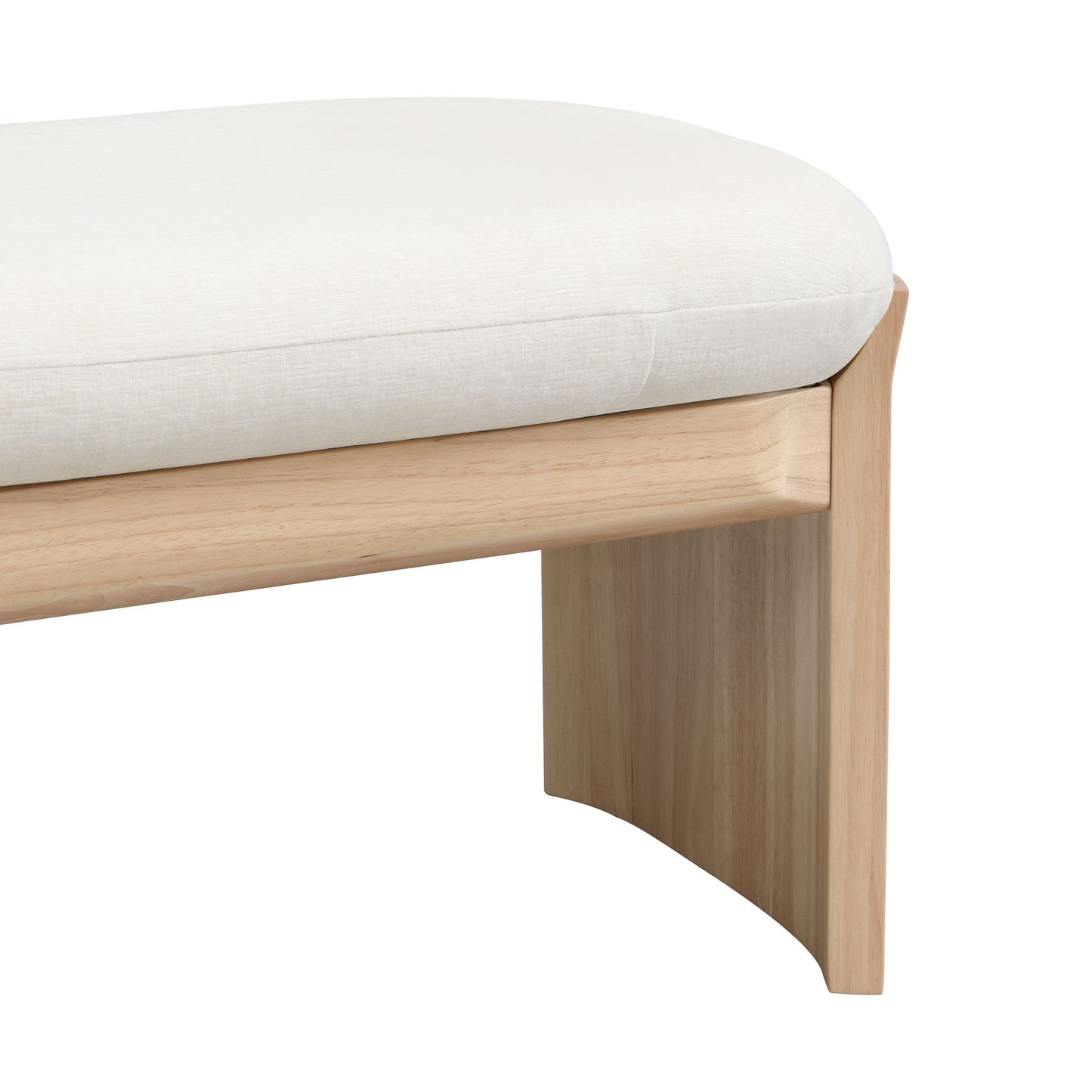 Footstool With Soft Cushion For Living Room - Beige / Natural