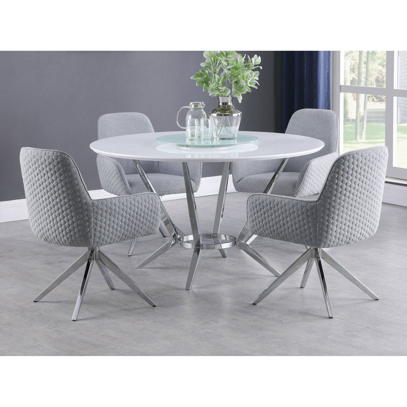 Anchor - Juego de comedor redondo de 5 piezas con sillas giratorias - Blanco brillante