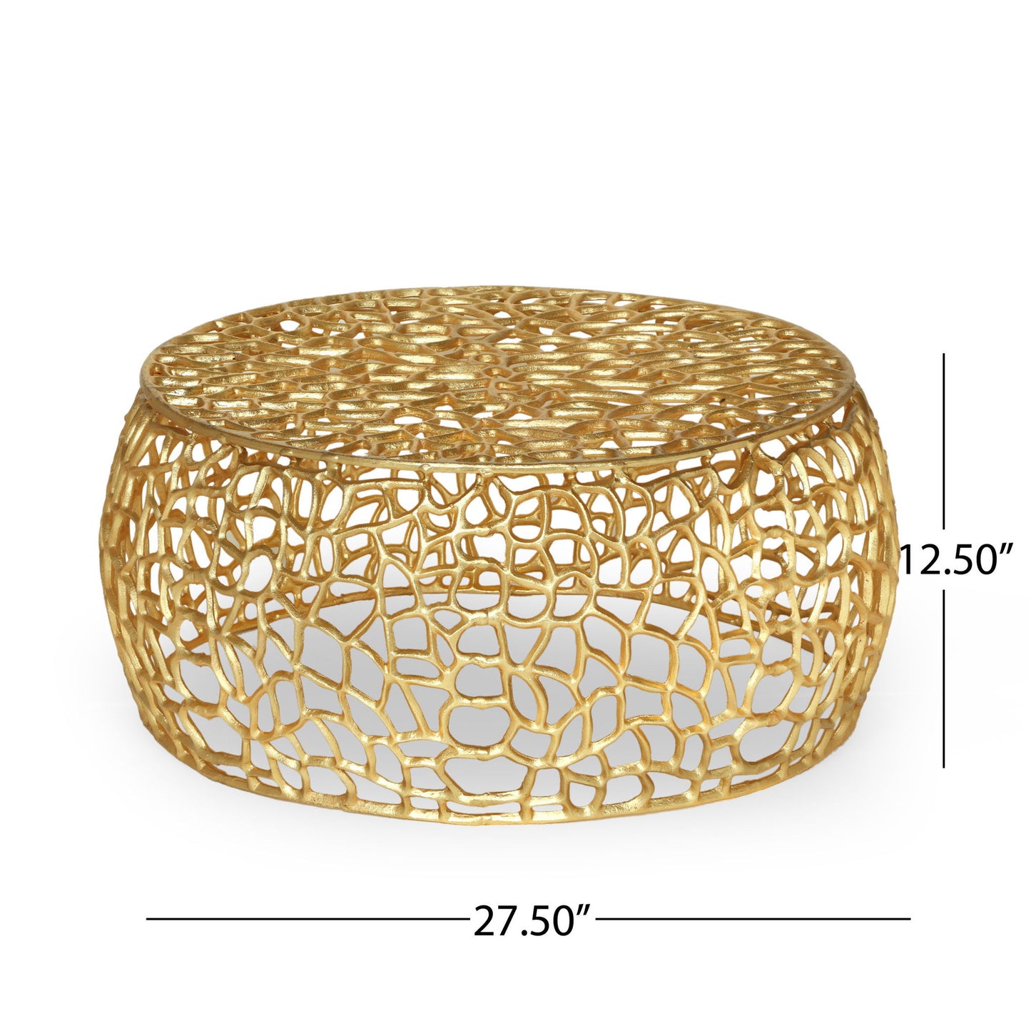 Modern Glam Mesh Coffee Table With Accents And - Gold