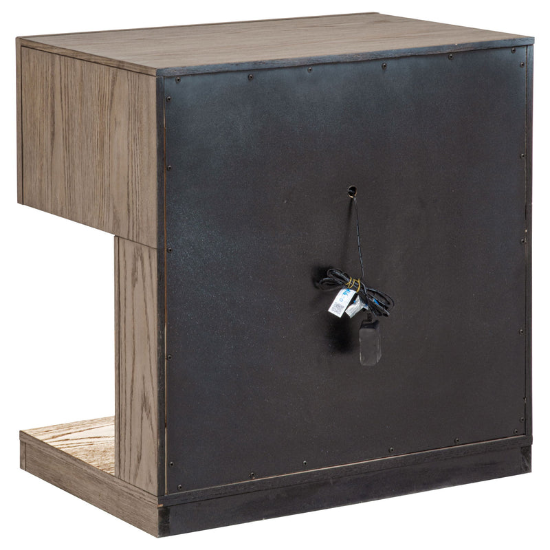 Gibbons - 1 Drawer Nightstand With LED Light - Brown
