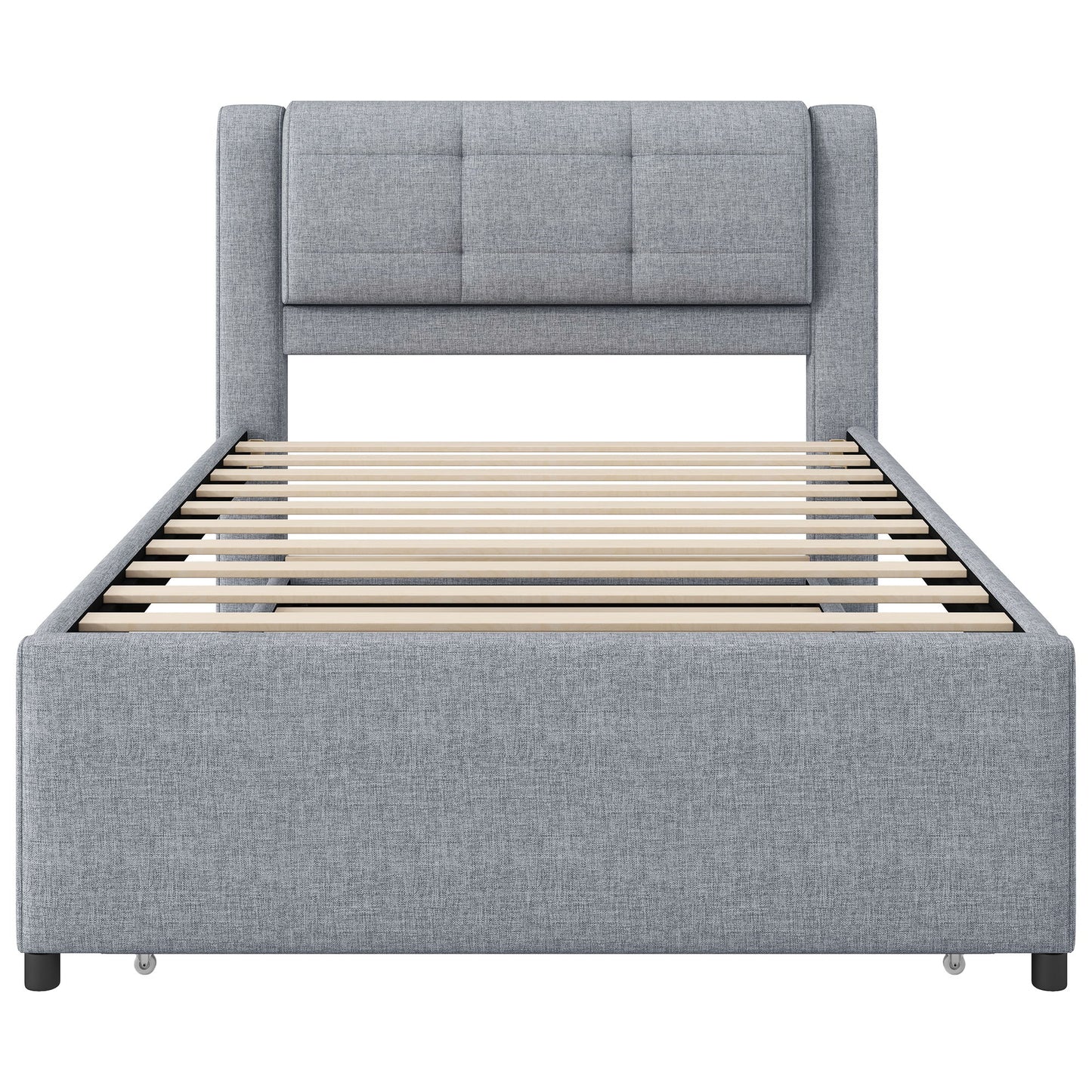 Upholstered Platform Bed With Multifunctional Trundle