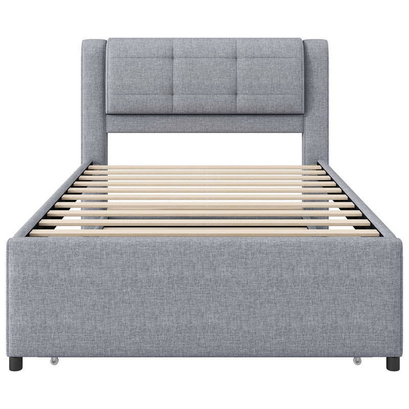 Upholstered Platform Bed With Multifunctional Trundle