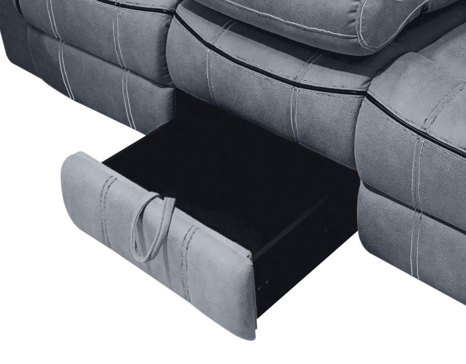 Zubaida - Two Tone Recliner Sofa With USB Port Drop Down Table