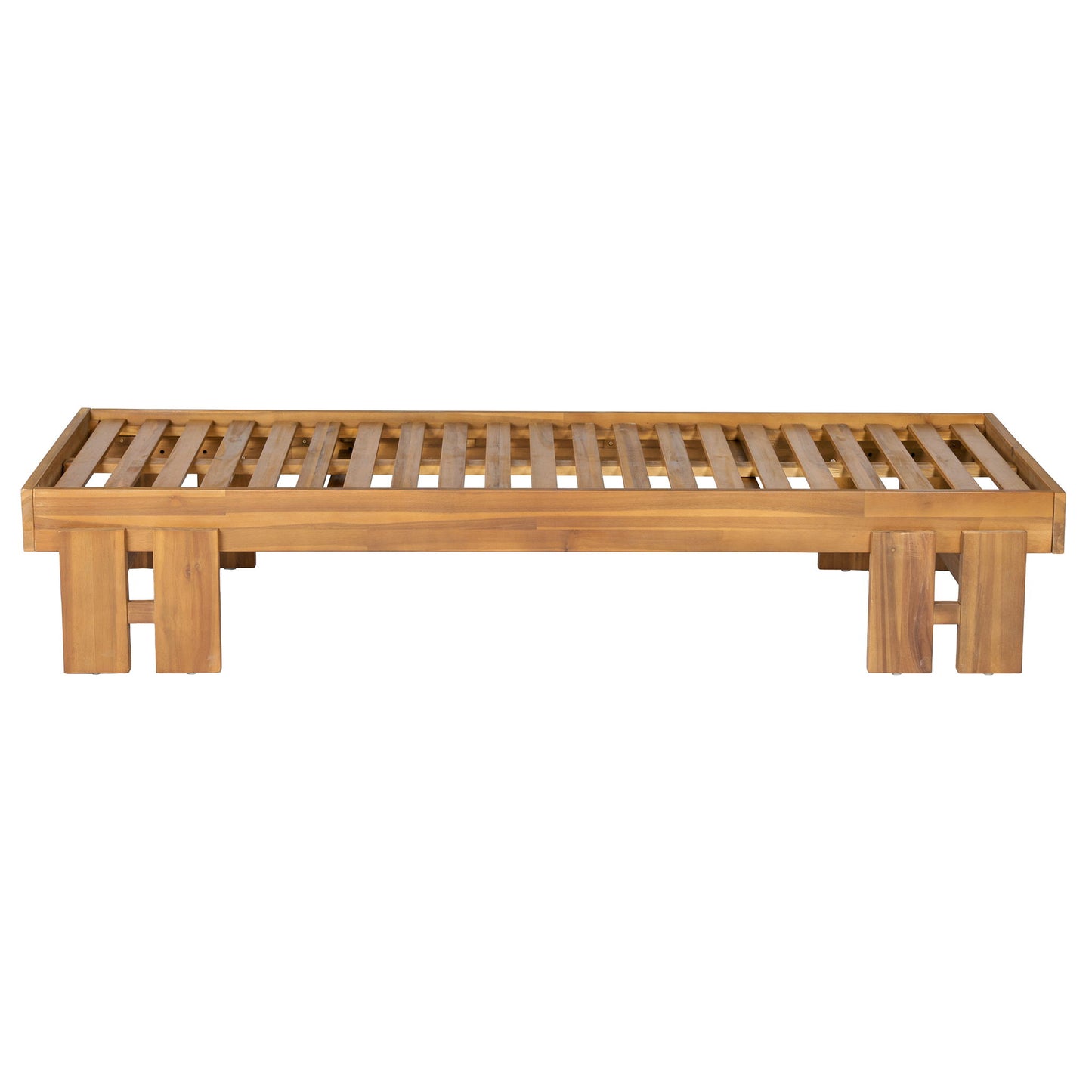 Daybed With Cushion & Pillow, Low Profile Design For Indoor / Outdoor Use - Cream / Teak