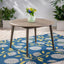 Round Outdoor Patio Table With Slatted Top - Gray