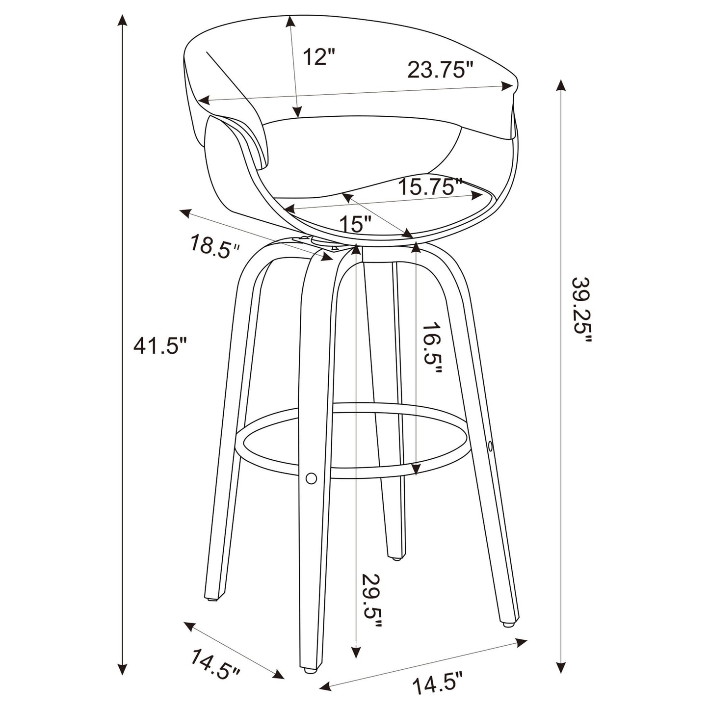 Swivel Bar Stool Elegant Design With Upholstery - Cream