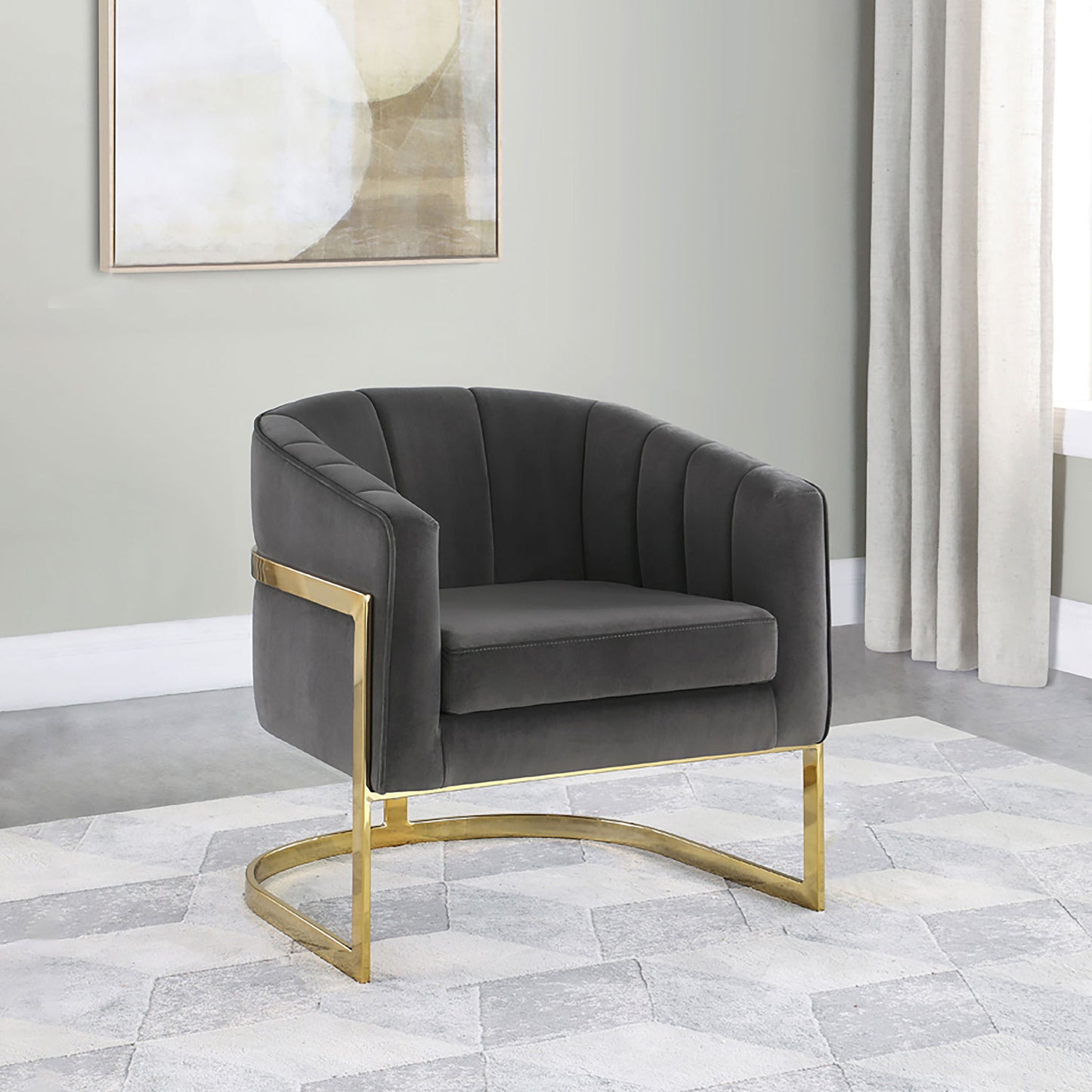 Tufted Barrel Accent Chair Upholstered Lounge Chair - Gray