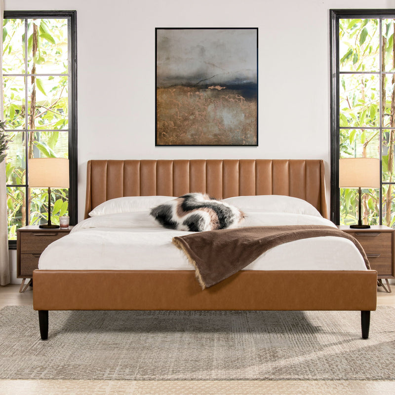 Aspen - Juego de cama de plataforma moderno con cabecero capitoné vertical