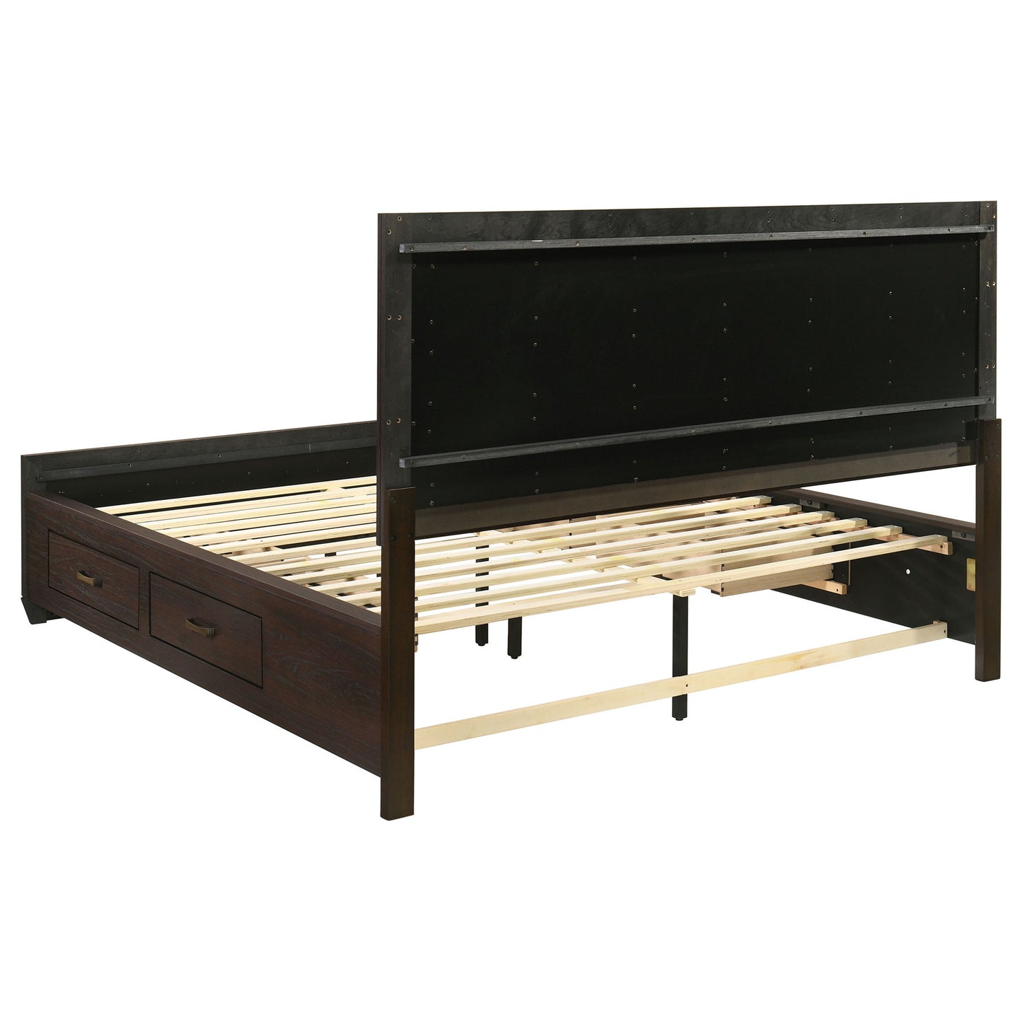 Kauffman - Queen Storage Panel Bed With Side Drawers - Dark Brown
