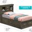 Traditional Style Bookcase Storage Bed