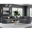 Luxe Upholstered Curved Sofa With Trim And Diamond Quilting - Dark Gray