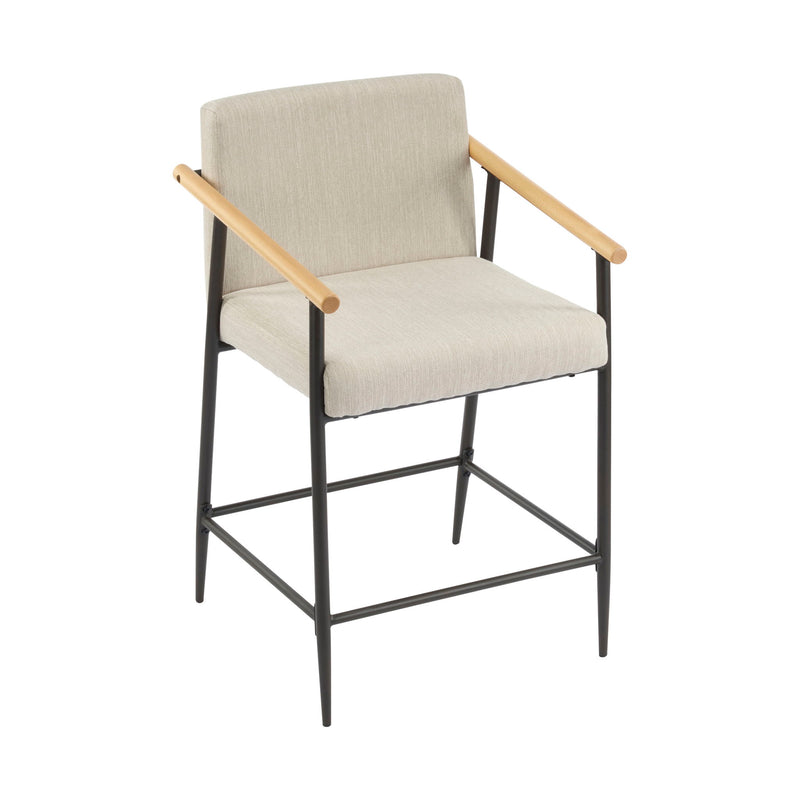 Counter Stool Set With Iron Frame - Espresso / Beige