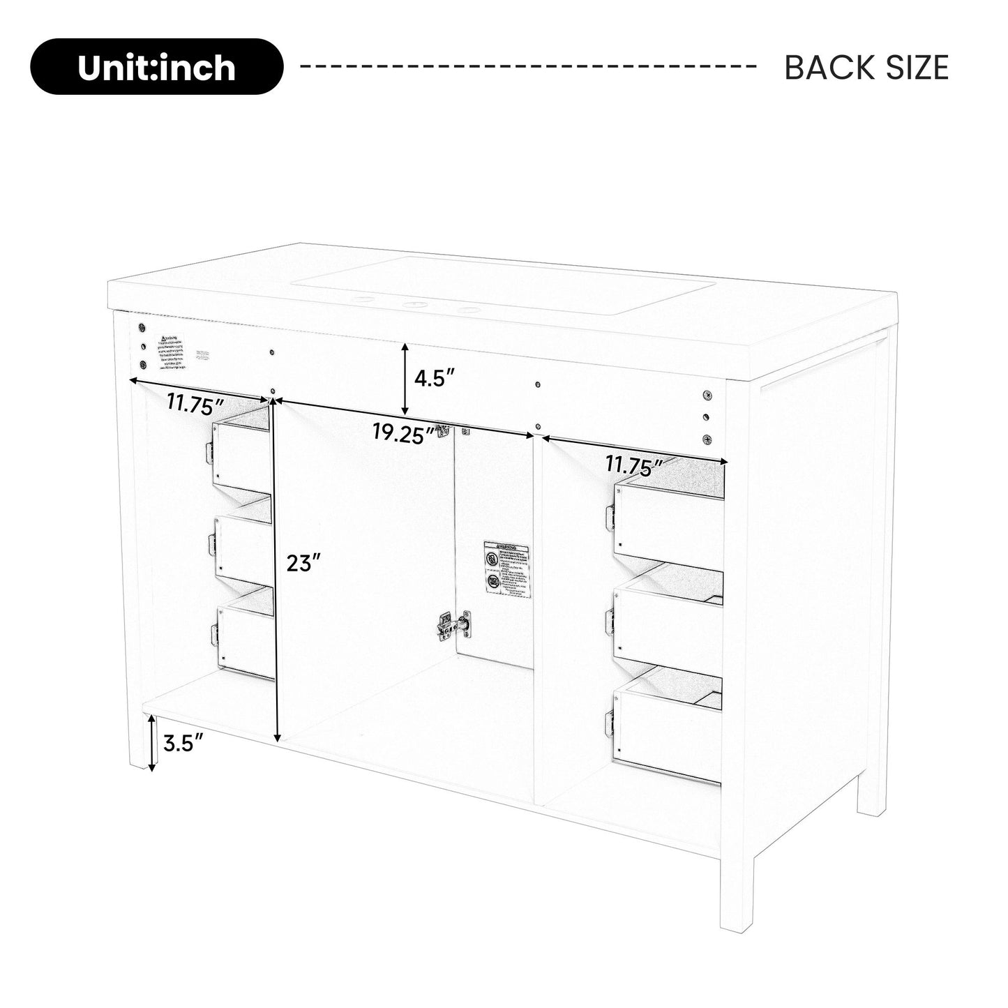 Bathroom Vanity Cabinet Only With 2 Soft Close Doors And 8 Drawers