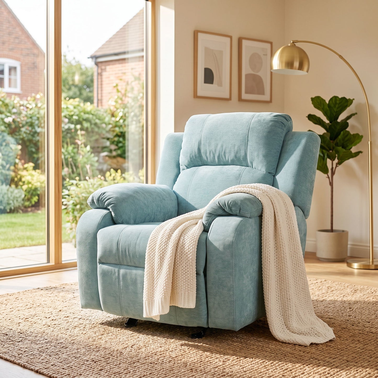 Upholstered Manual Recliner Chair With 3 Adjustable Backrest Positions