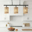 Elysian - 3 Lights Island With Natural Shade Farmhouse Chain Ceiling Lamp - Black / Rattan