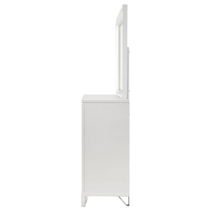 9 Drawer Dresser With LED Mirror, Touch Activated Lighting - White